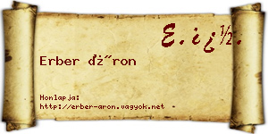 Erber Áron névjegykártya