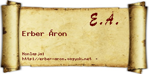 Erber Áron névjegykártya